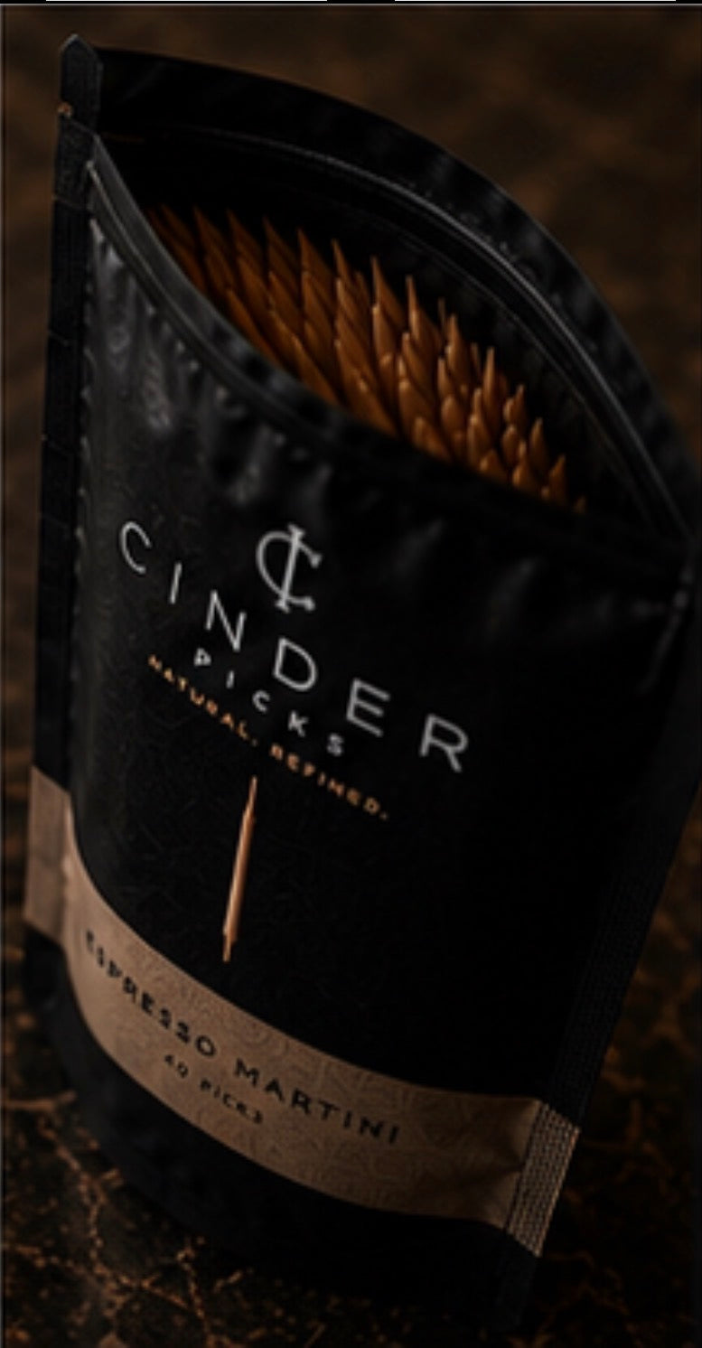 Packaged Cinder Picks Espresso Martini on a dark background