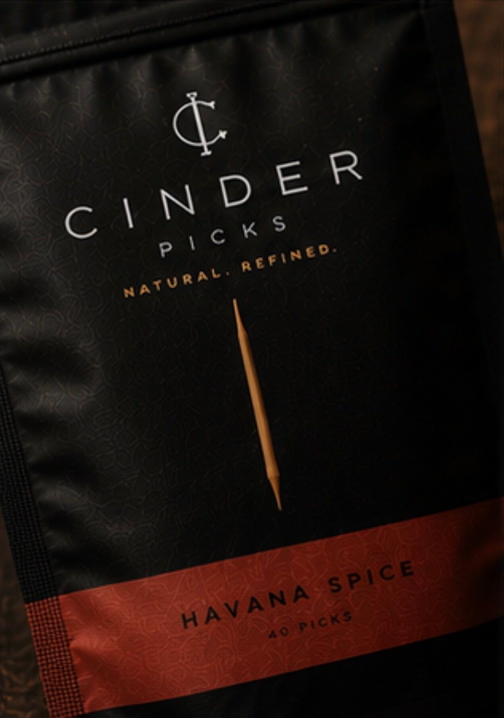 Cinder Picks Havana Spice packaging with brand logo and product name.