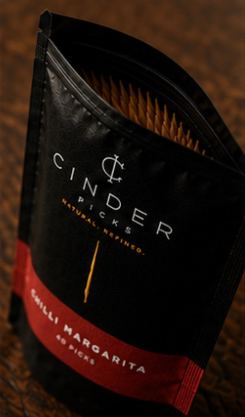 Cinder Picks Chilli Margarita package on a dark background
