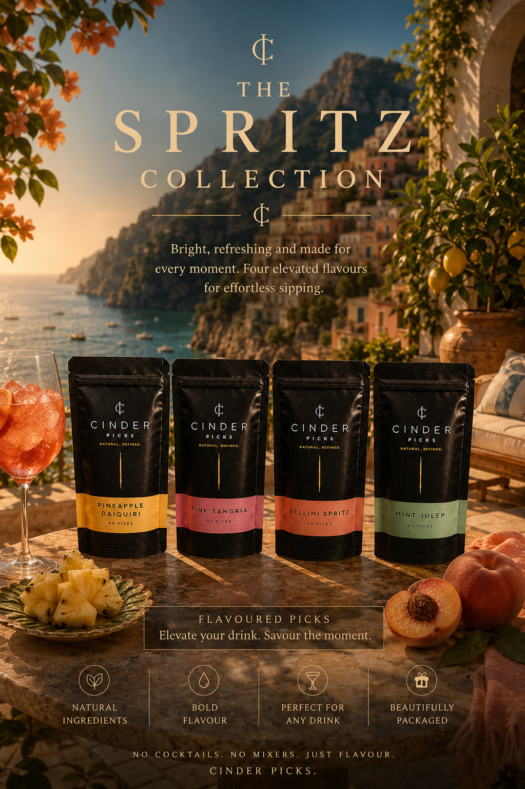 Cinder Picks Spritz Collection with scenic background